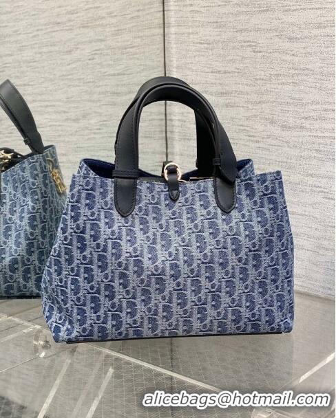 Best Price Dior Medium Dior Toujours Bag in Blue Denim Dior Oblique Jacquard CD0317 2024