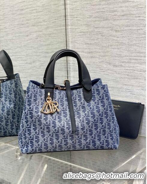 Best Price Dior Medium Dior Toujours Bag in Blue Denim Dior Oblique Jacquard CD0317 2024