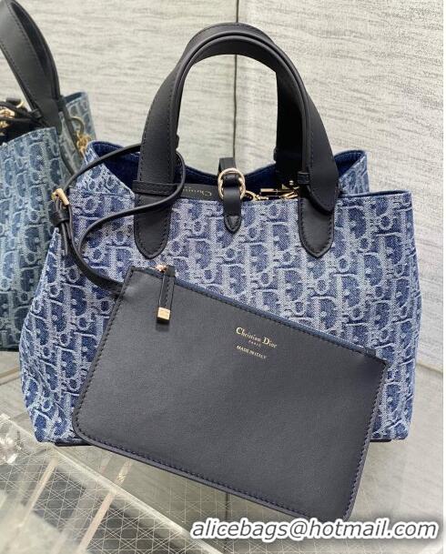 Best Price Dior Medium Dior Toujours Bag in Blue Denim Dior Oblique Jacquard CD0317 2024