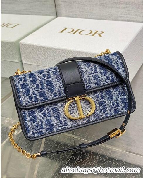 Pretty Style Dior 30 Montaigne East-West Bag with Chain in Blue Denim Dior Oblique Jacquard CD0318 2024