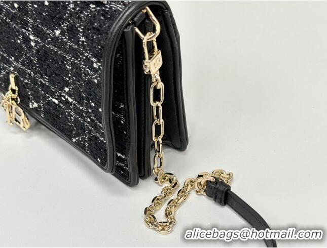 Famous Brand Dior My Dior Top Handle Bag in Cannage Tweed 0997 Black 2024