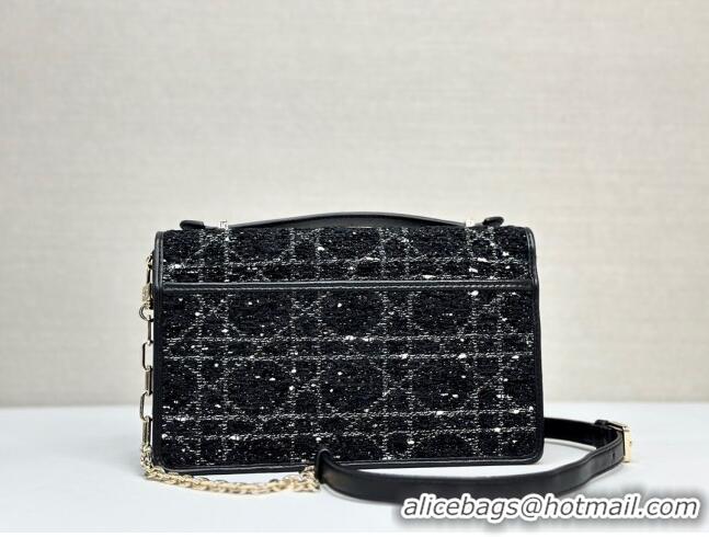 Famous Brand Dior My Dior Top Handle Bag in Cannage Tweed 0997 Black 2024