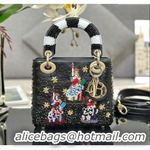 Traditional Specials Dior Lady Dior Mini Bag in Leather with Beads Limited Edition M0505 Black 2024