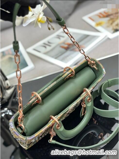 Super Quality Dior Medium Lady D-Joy Bag in D-Lace Macramé-Effect Motif Embroidery M0540 Green 2024