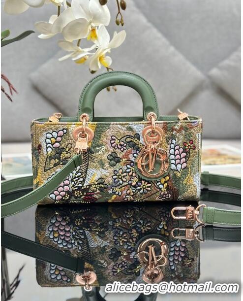 Super Quality Dior Medium Lady D-Joy Bag in D-Lace Macramé-Effect Motif Embroidery M0540 Green 2024