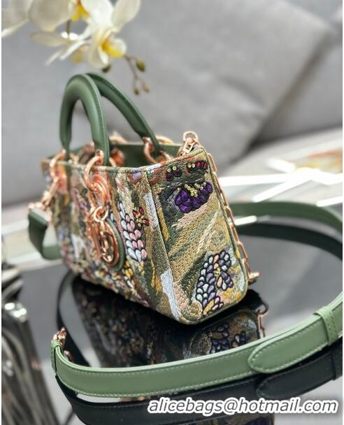 Super Quality Dior Medium Lady D-Joy Bag in D-Lace Macramé-Effect Motif Embroidery M0540 Green 2024