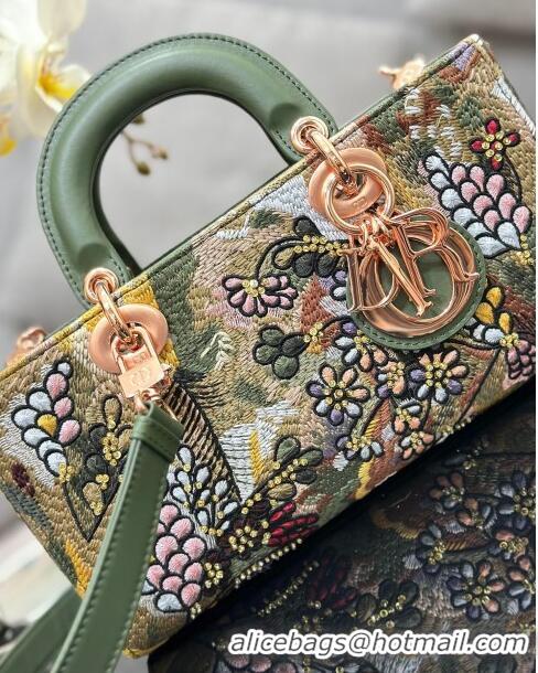 Super Quality Dior Medium Lady D-Joy Bag in D-Lace Macramé-Effect Motif Embroidery M0540 Green 2024