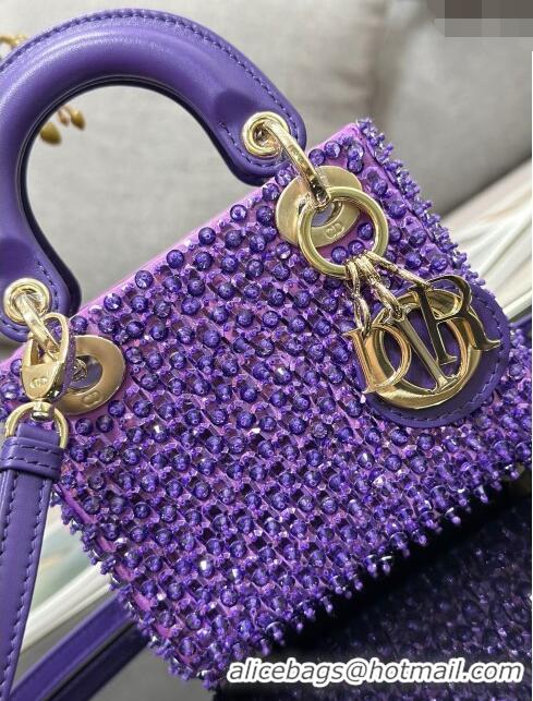 Modern Classic Dior Micro Lady Dior Bag in Leather with Beads and Sequins Limited Edition S0856 Purple 2024