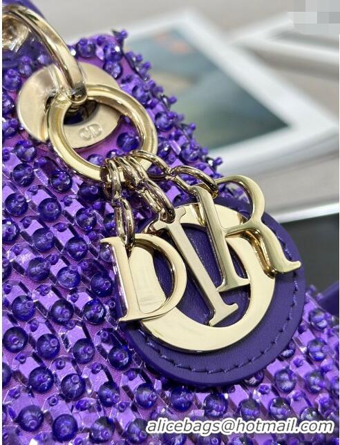 Modern Classic Dior Micro Lady Dior Bag in Leather with Beads and Sequins Limited Edition S0856 Purple 2024