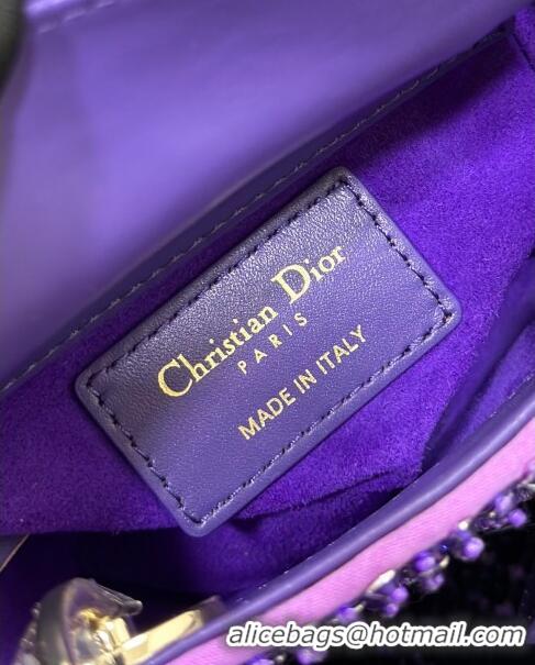 Modern Classic Dior Micro Lady Dior Bag in Leather with Beads and Sequins Limited Edition S0856 Purple 2024