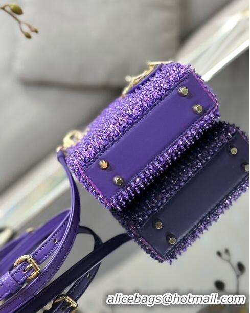 Modern Classic Dior Micro Lady Dior Bag in Leather with Beads and Sequins Limited Edition S0856 Purple 2024