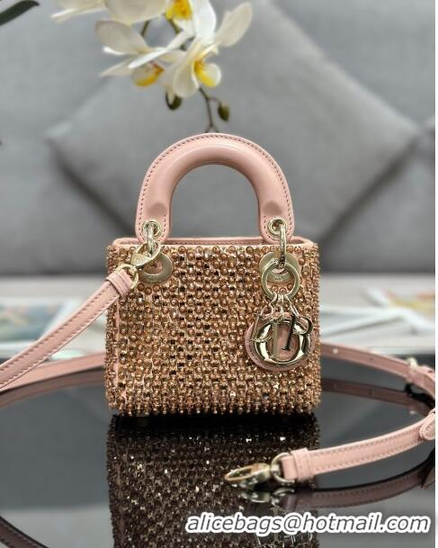 Best Price Dior Micro Lady Dior Bag in Leather with Beads and Sequins Limited Edition S0856 Pink 2024