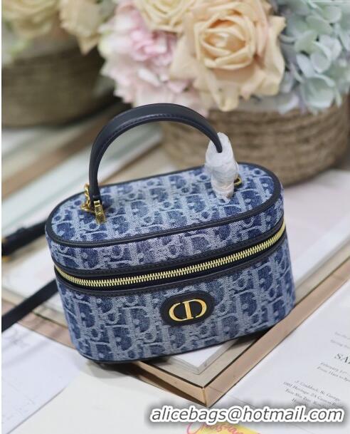 Promotional Dior 30 Montaigne Mini Vanity Case in Blue Denim Dior Oblique Jacquard 5198 2024