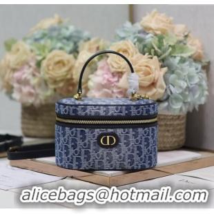 Super Quality Dior 30 Montaigne Small Vanity Case in Blue Denim Dior Oblique Jacquard 5198 2024