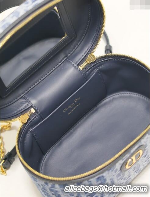 Super Quality Dior 30 Montaigne Small Vanity Case in Blue Denim Dior Oblique Jacquard 5198 2024