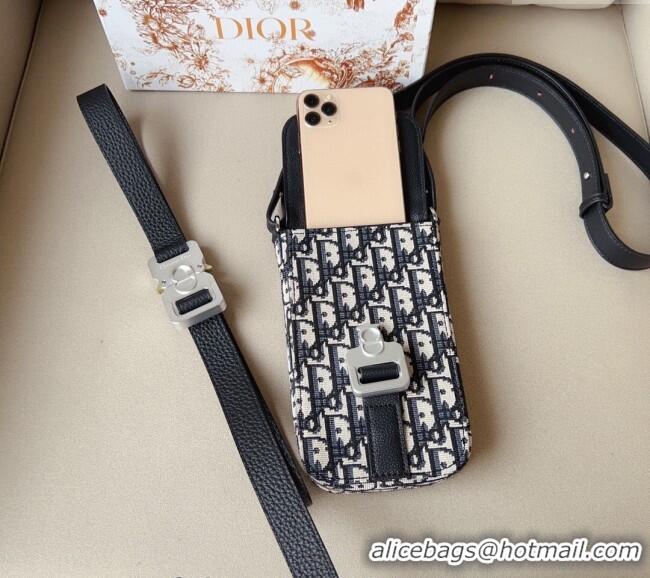 Most Popular Dior Saddle Vertical Pouch Belt in Oblique Jacquard and Black Grained Calfskin with Silver Hardware D6005 2