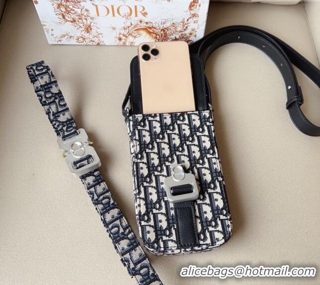 Most Popular Dior Saddle Vertical Pouch Belt in Oblique Jacquard and Black Grained Calfskin with Silver Hardware D6005 2