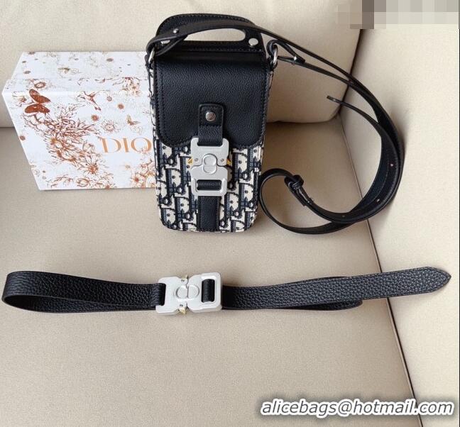 Most Popular Dior Saddle Vertical Pouch Belt in Oblique Jacquard and Black Grained Calfskin with Silver Hardware D6005 2