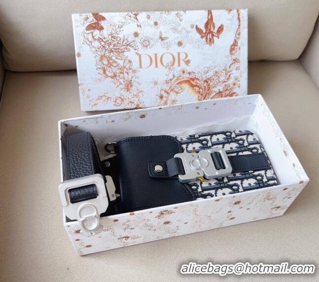 Most Popular Dior Saddle Vertical Pouch Belt in Oblique Jacquard and Black Grained Calfskin with Silver Hardware D6005 2