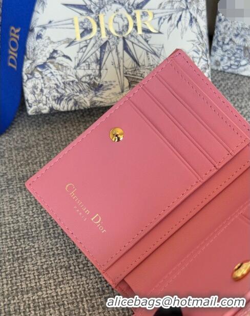 Inexpensive Dior Caro Dahlia Wallet in Supple Cannage Calfskin S5173 Pink 2024