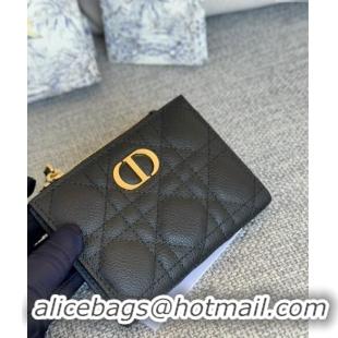 Buy Discount Dior Caro Dahlia Wallet in Supple Cannage Calfskin S5173 Black 2024