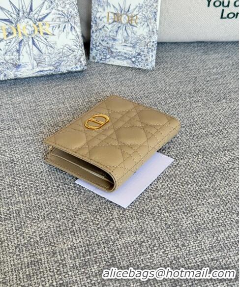 Promotional Dior Caro Dahlia Wallet in Supple Cannage Calfskin S5173 Beige 2024