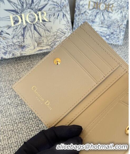 Promotional Dior Caro Dahlia Wallet in Supple Cannage Calfskin S5173 Beige 2024