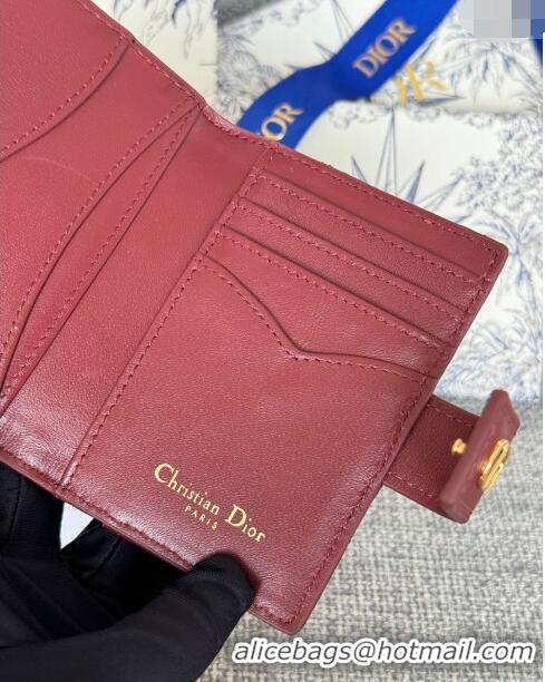 Top Quality Dior Caro Dandelion Card Holder Wallet in Supple Cannage Calfskin S5157 Dark Burgundy 2024