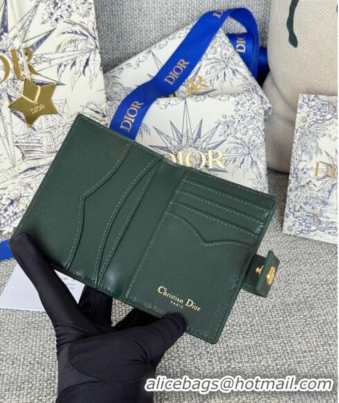 Promotional Dior Caro Dandelion Card Holder Wallet in Supple Cannage Calfskin S5157 Green 2024