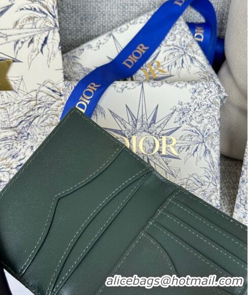 Promotional Dior Caro Dandelion Card Holder Wallet in Supple Cannage Calfskin S5157 Green 2024