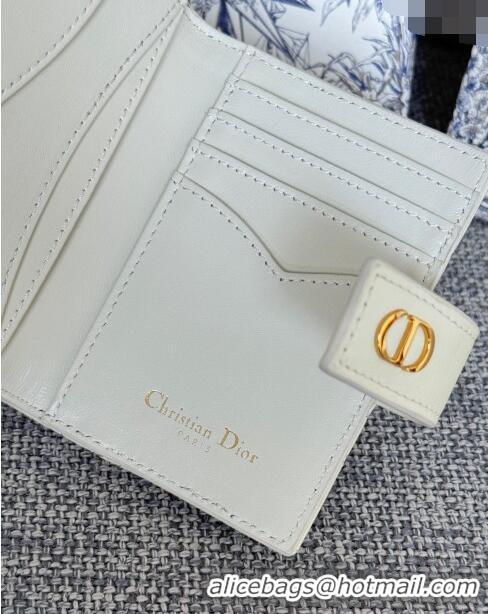 Famous Brand Dior Caro Dandelion Card Holder Wallet in Supple Cannage Calfskin S5157 White 2024