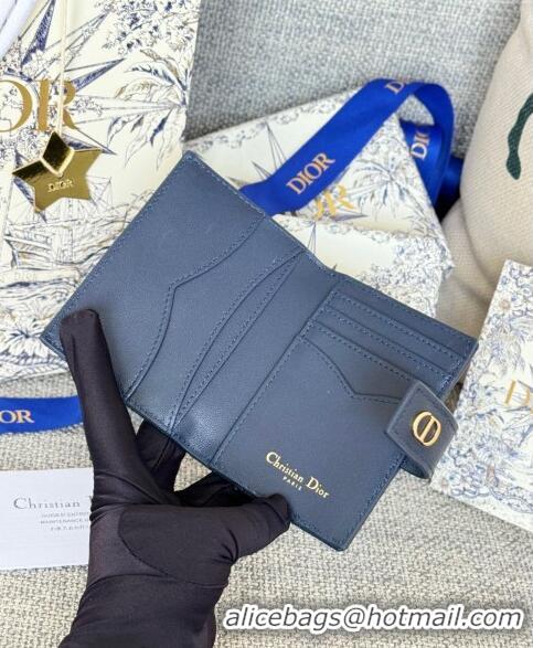 Best Quality Dior Caro Dandelion Card Holder Wallet in Supple Cannage Calfskin S5157 Dark Blue 2024