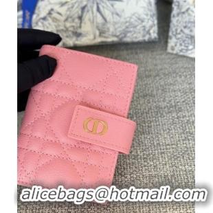 Low Price Dior Caro Dandelion Card Holder Wallet in Supple Cannage Calfskin S5157 Pink 2024