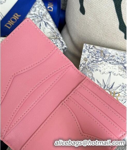 Low Price Dior Caro Dandelion Card Holder Wallet in Supple Cannage Calfskin S5157 Pink 2024