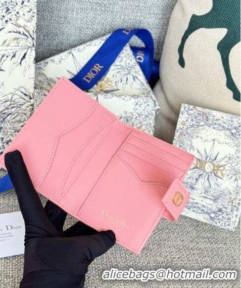 Low Price Dior Caro Dandelion Card Holder Wallet in Supple Cannage Calfskin S5157 Pink 2024