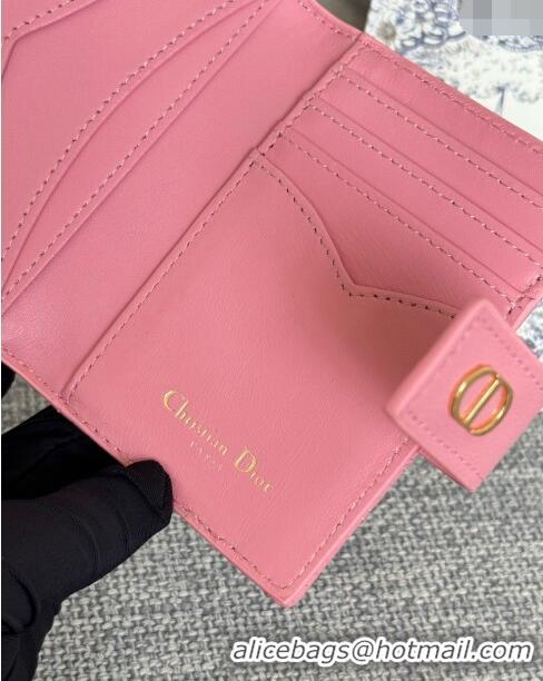 Low Price Dior Caro Dandelion Card Holder Wallet in Supple Cannage Calfskin S5157 Pink 2024