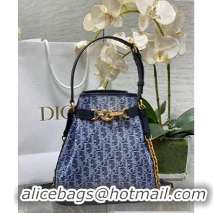 Unique Grade Dior Medium C'est Dior Bag in Blue Denim Oblique Jacquard D5092 2024