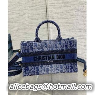 Reasonable Price Dior Mini Dior Book Tote Bag in Blue Denim Oblique Jacquard D5093 2024