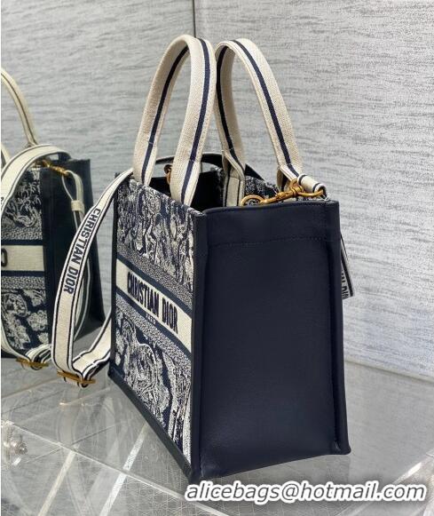 Promotional Dior Small Book Tote bag in Blue Toile de Jouy Reverse Embroidery and Calfskin D0716 2024