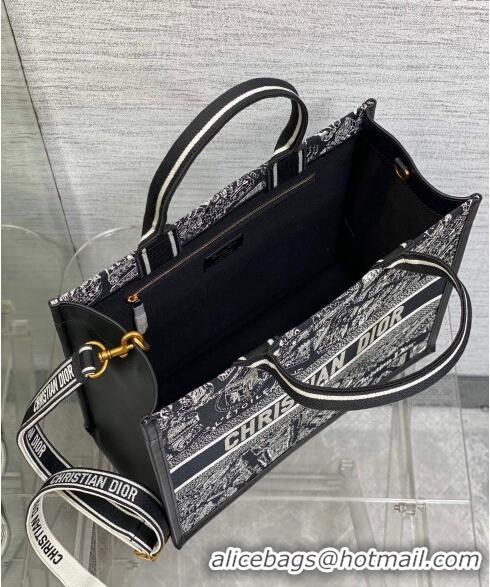 Good Product Dior Medium Book Tote bag in Black and White Plan de Paris Embroidery D0715 2024