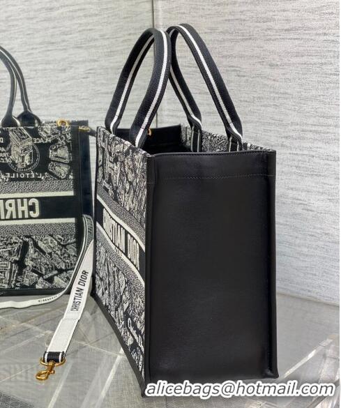 Good Product Dior Medium Book Tote bag in Black and White Plan de Paris Embroidery D0715 2024