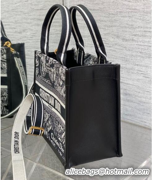 New Fashion Dior Small Book Tote bag in Black and White Plan de Paris Embroidery 2024