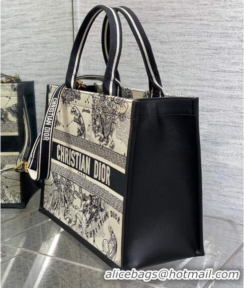 Top Quality Dior Medium Book Tote bag in Zodiac Embroidery and Calfskin D0715 White/Blue 2024