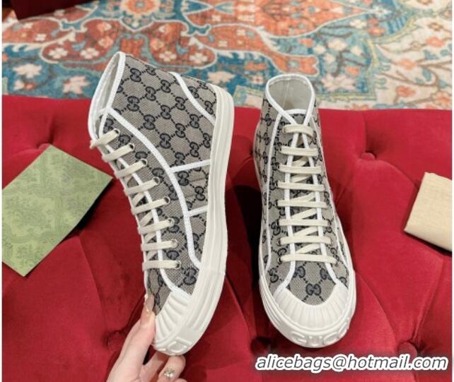 Top Grade Gucci Lido GG Canvas High Top Sneakers Grey 230104