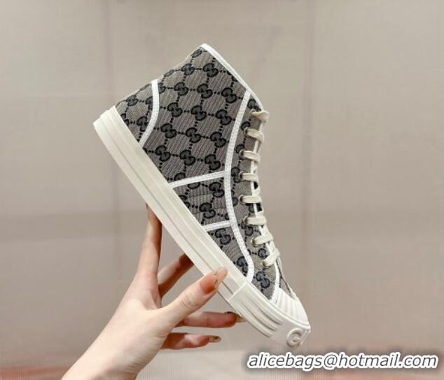 Top Grade Gucci Lido GG Canvas High Top Sneakers Grey 230104