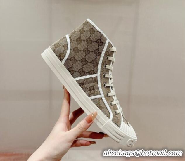 Sophisticated Gucci Lido GG Canvas High Top Sneakers Beige 7230105