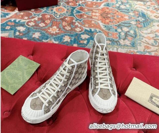 Sophisticated Gucci Lido GG Canvas High Top Sneakers Beige 7230105