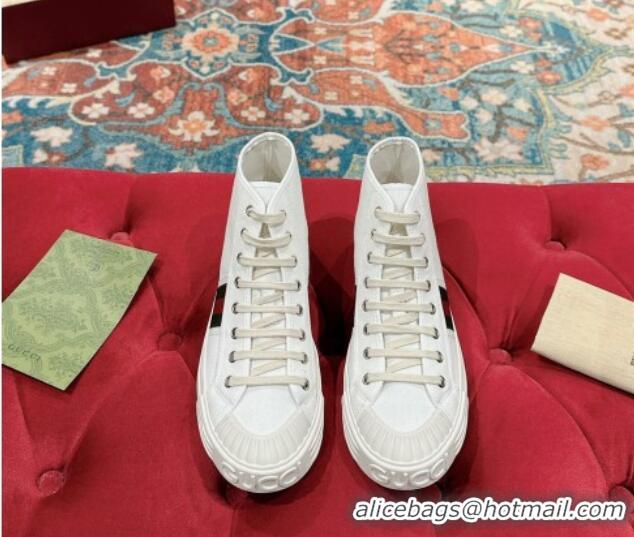 Durable Gucci Lido Canvas High Top Sneakers White 7230106