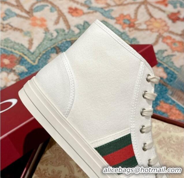 Durable Gucci Lido Canvas High Top Sneakers White 7230106