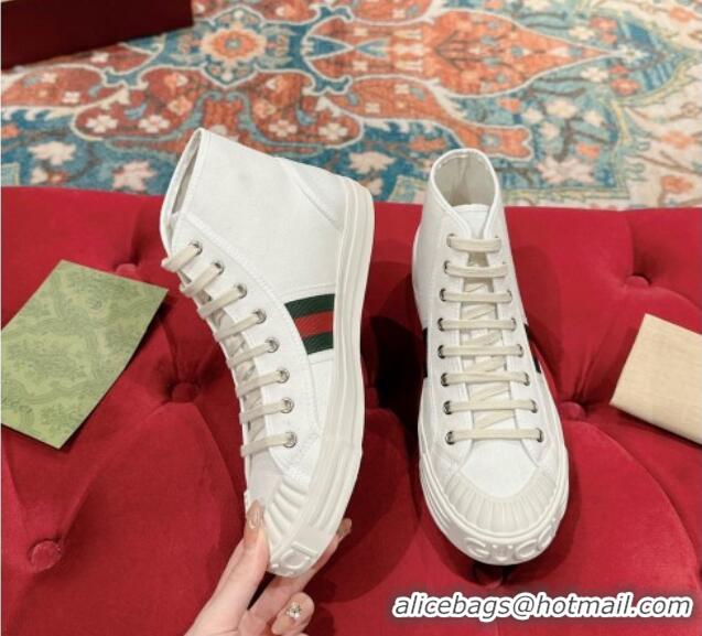 Durable Gucci Lido Canvas High Top Sneakers White 7230106